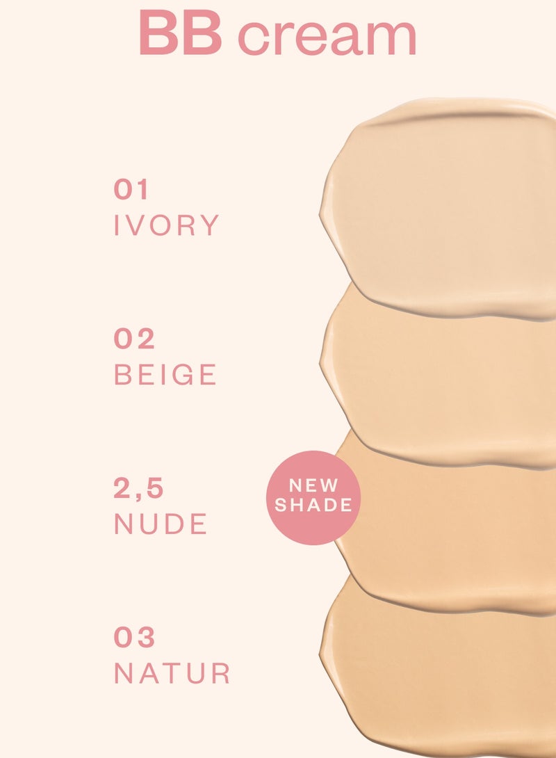 Paese BB Cream with Hyaluronic Acid, 98% Natural, Vegan, Satin Finish SPF Protection, 03W Natural, 30 ml - Image 2